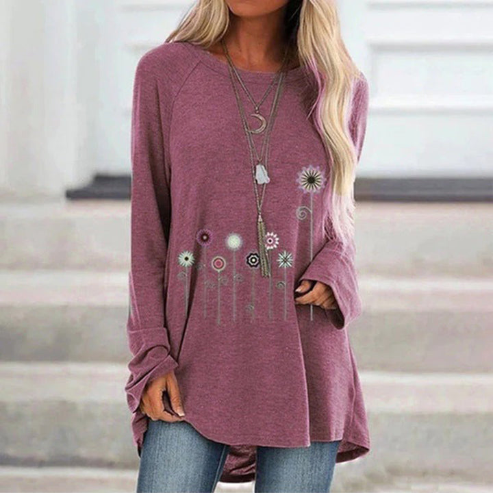 Sweatshirt with 3D Floral Embroidery Soft Texture for Women