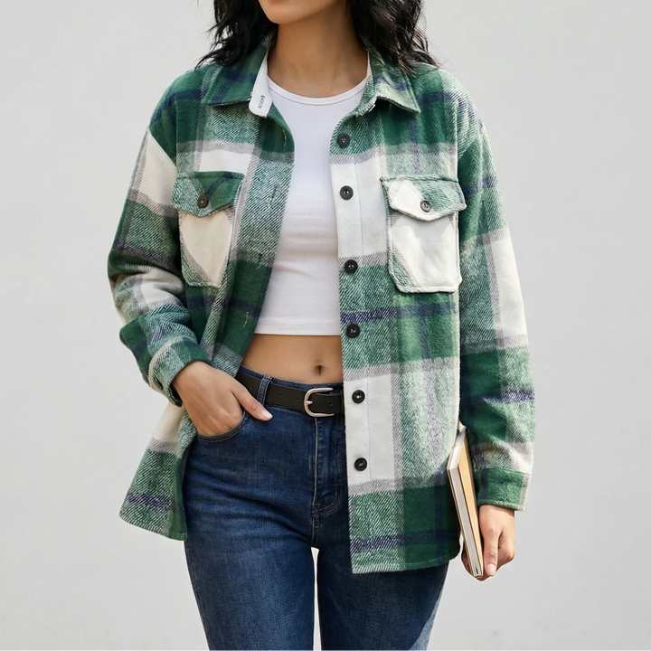 Plaidova - Relaxed Fit Plaid Shirt Jacket