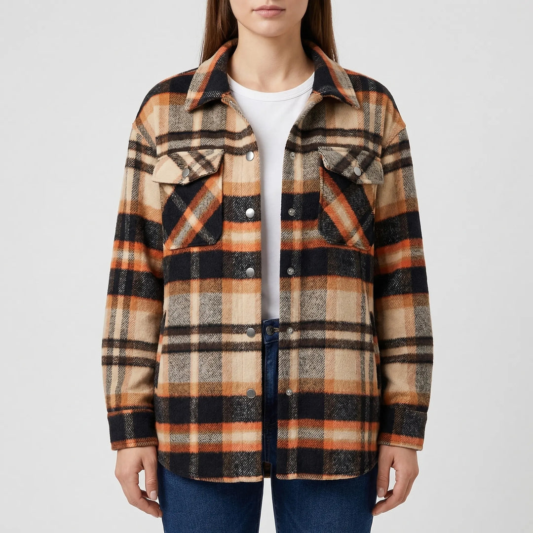 Plaidova - Relaxed Fit Plaid Shirt Jacket