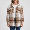 Relaxed Fit Plaid Shirt Jacket for Women
