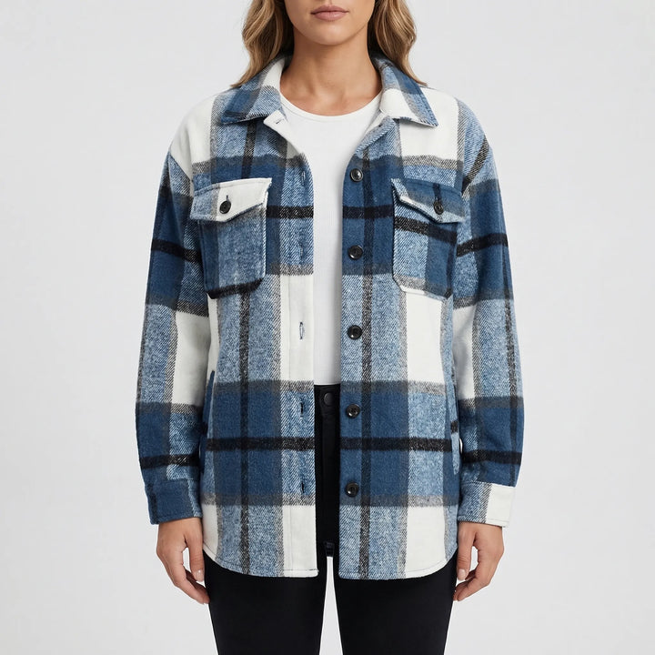 Plaidova - Relaxed Fit Plaid Shirt Jacket