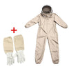 Professional full-body beekeeping suit with ventilation and protective gloves