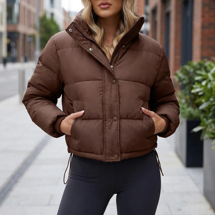 Puffrova - Cropped Hooded Puffer Jacket For Women