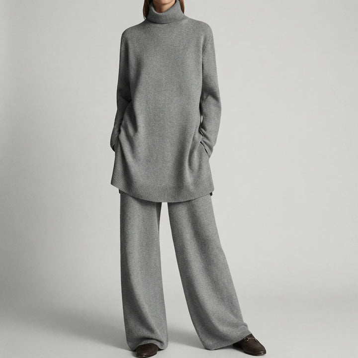 Pullova - Turtleneck Sweater And Wide-Leg Pants Set