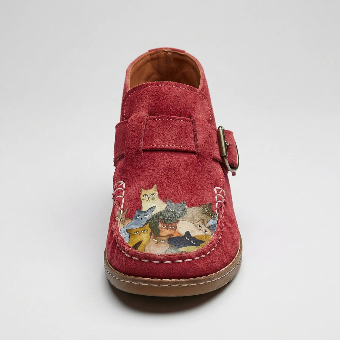 Purrlix - Cat Print Flat Ankle Boot