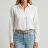 Long-Sleeve Ruffle-Trim Button-Up Blouse