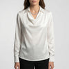 Draped Cowl Collar Long Sleeve Blouse for Women