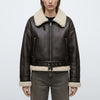 Belted Shearling-Lined Zip Jacket for Women