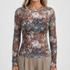 Sheer Mesh Long Sleeve Fitted Top