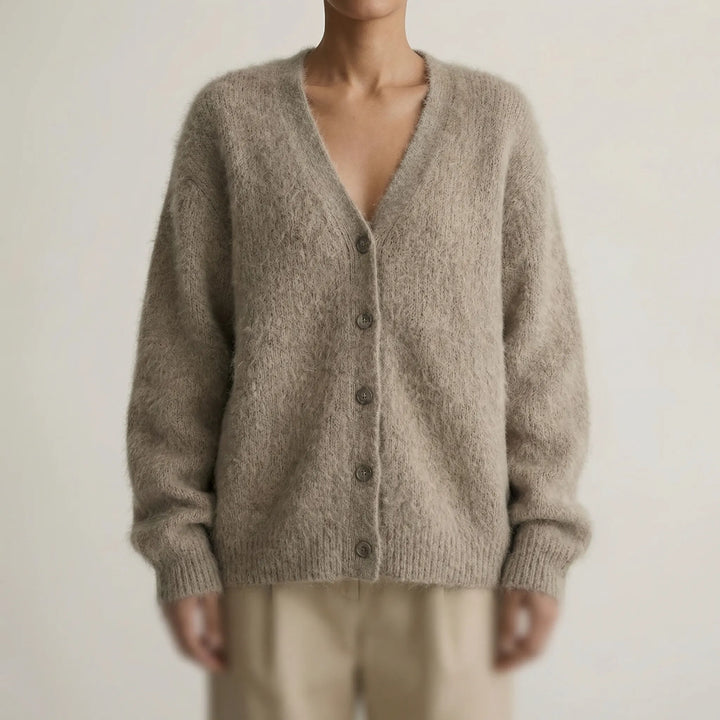 Softrelle - V-Neck Button-Front Women's Cardigan