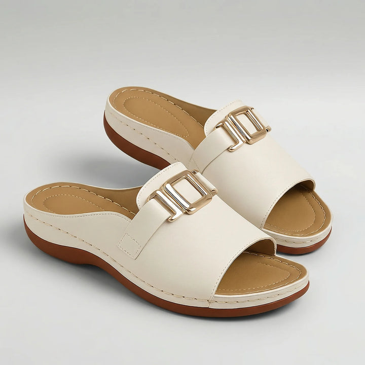 Soltrea - Open-Toe Low Wedge Slide Sandal