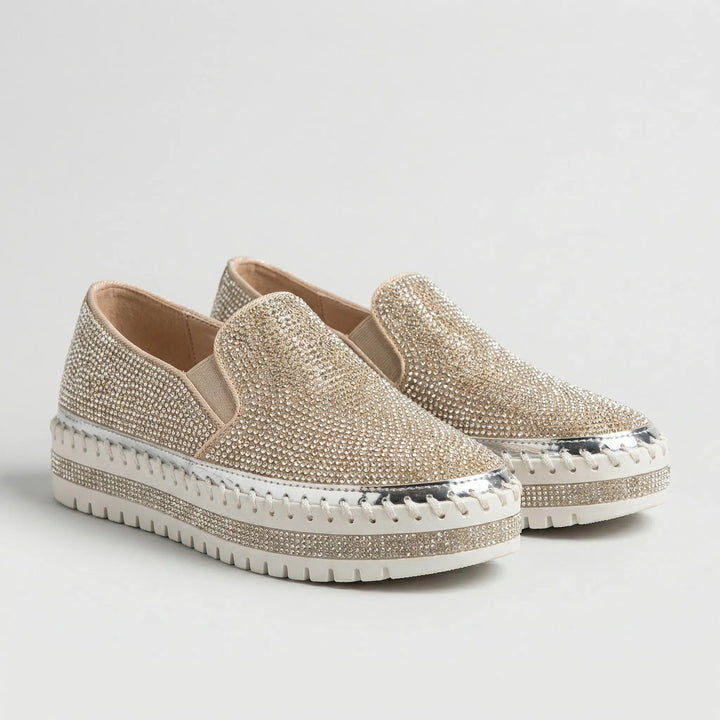 Sparkova - Rhinestone Embellished Slip-On Flat