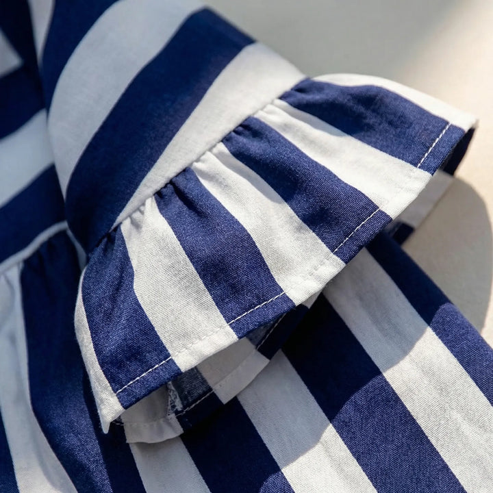 Strivella - Striped Short Sleeve Midi Dress