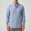 Striped Band Collar Henley Shirt