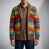 Open-Front Striped Knit Cardigan for Men
