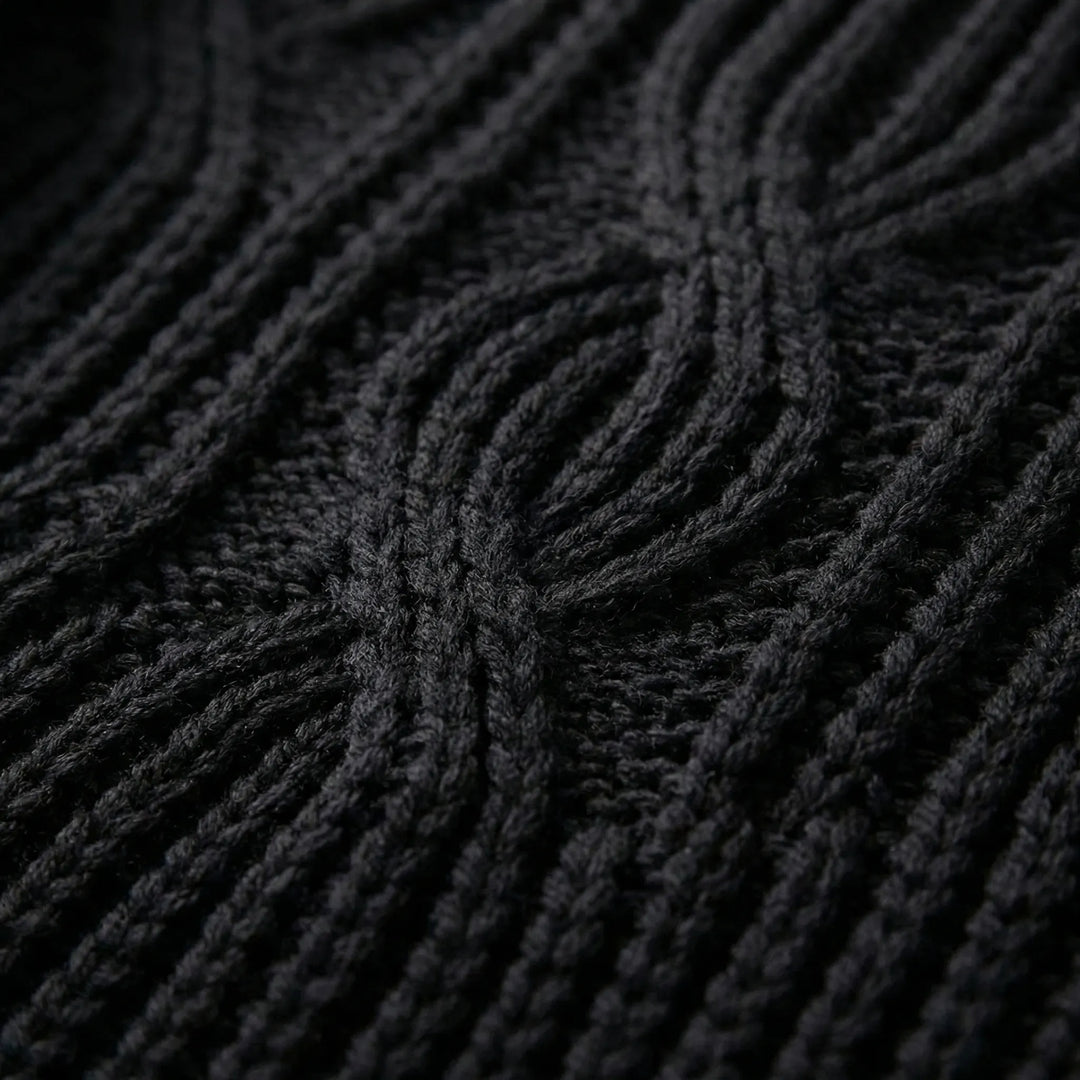 Texturra - Cable-Knit Mock Neck Pullover Sweater
