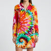 Tie-Dye Print Button-Down Shirt Dress