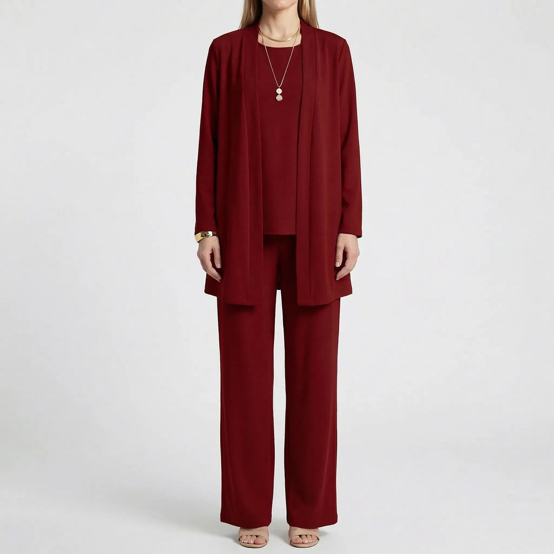 Trevona - 3-Piece Coordinated Long-Sleeve Pantsuit