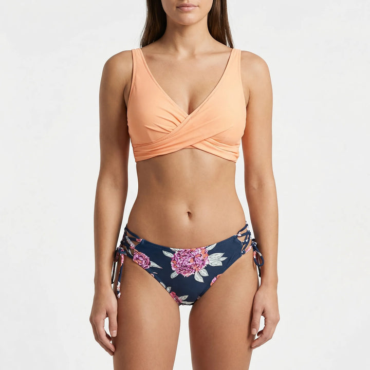 Tropiva - Wrap-Top Floral Two-Piece Bikini Set