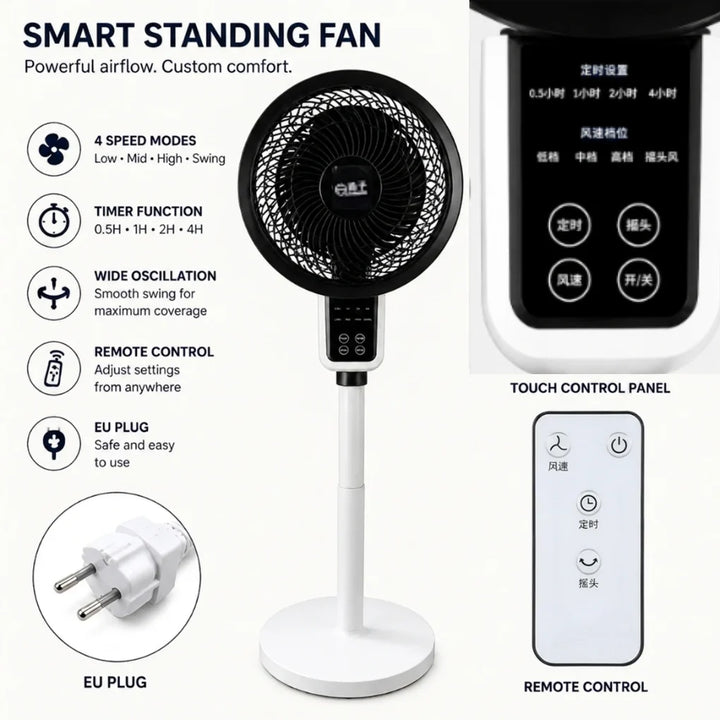 Adjustable pedestal fan with 3D oscillation