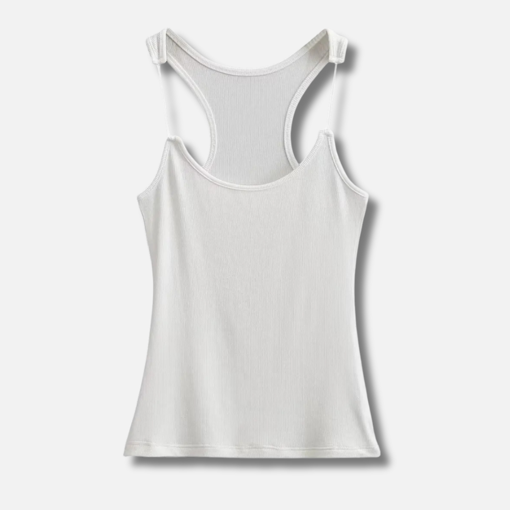 Invisible Strap Ribbed Tank Top for Women