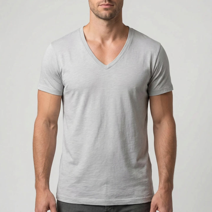 Veclaro - Classic V-Neck Short Sleeve Tee