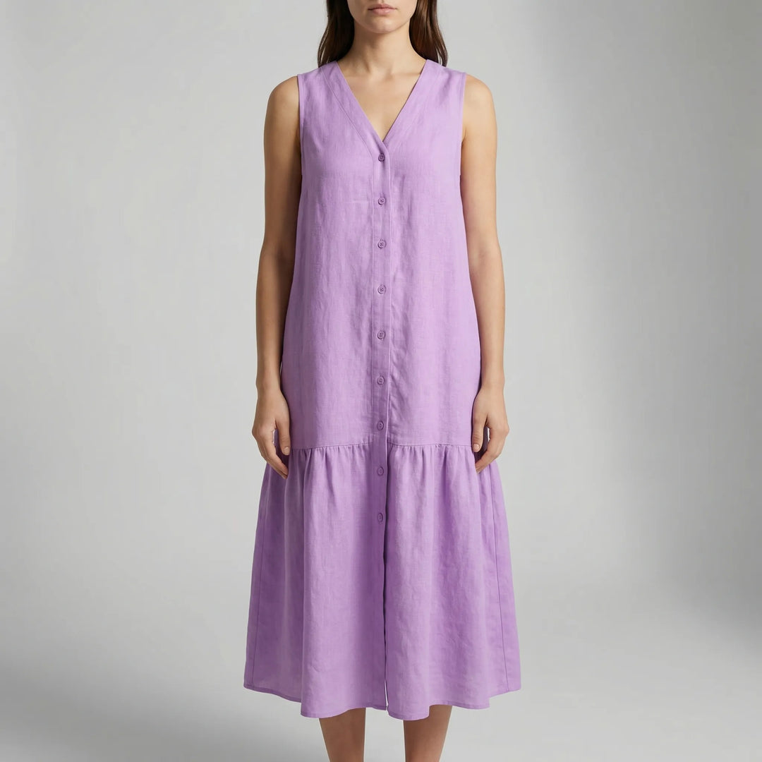 Velanthi - Sleeveless V-Neck Midi Dress