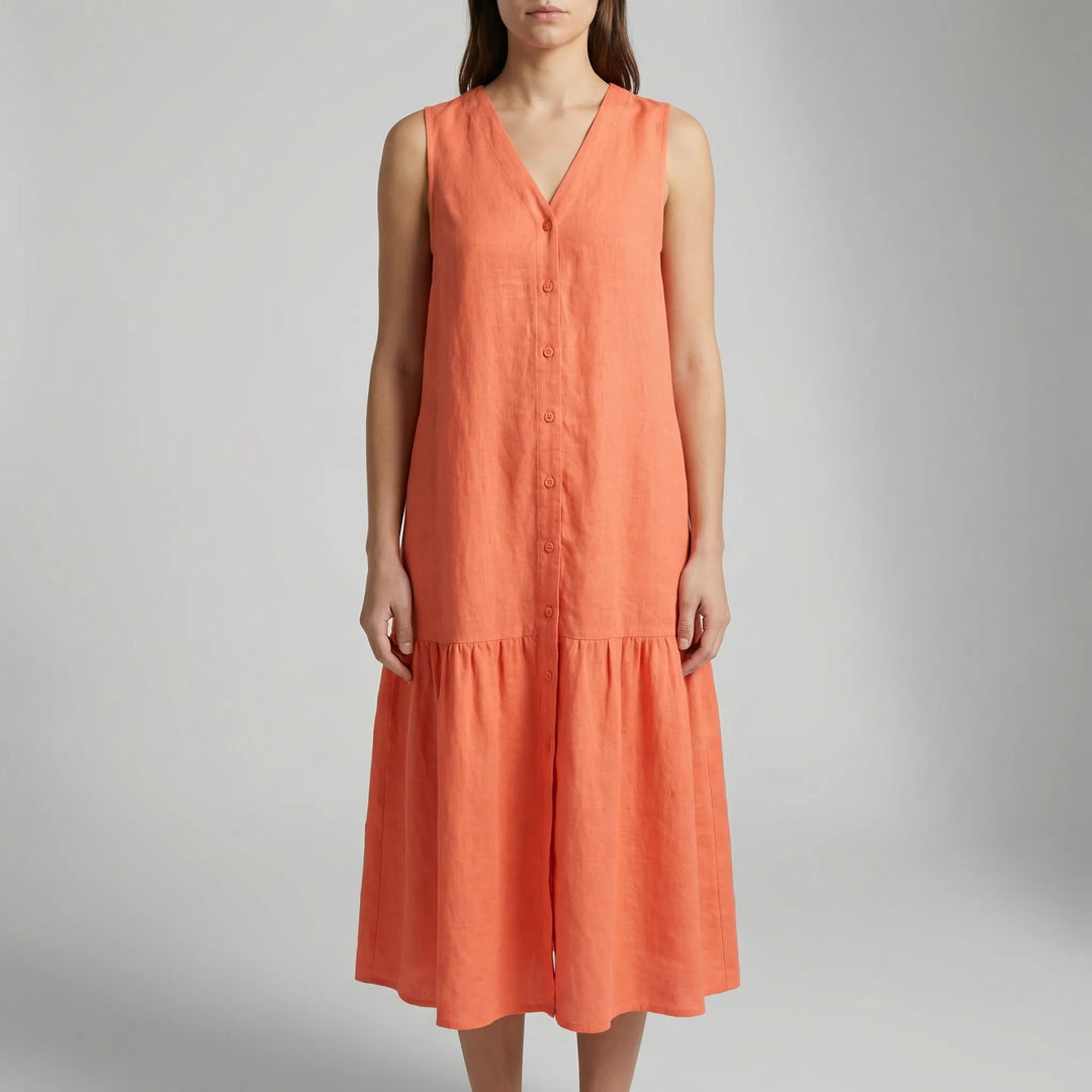 Velanthi - Sleeveless V-Neck Midi Dress
