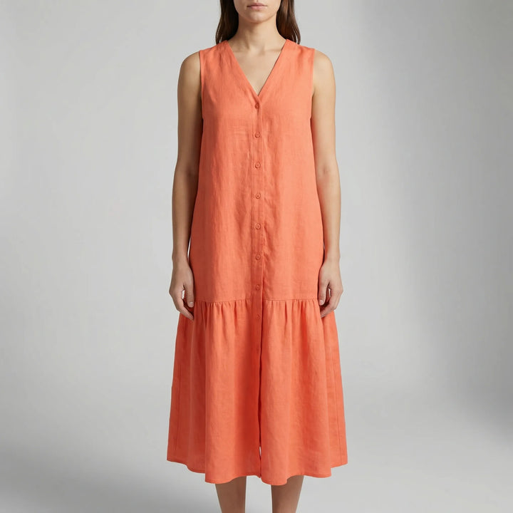 Velanthi - Sleeveless V-Neck Midi Dress