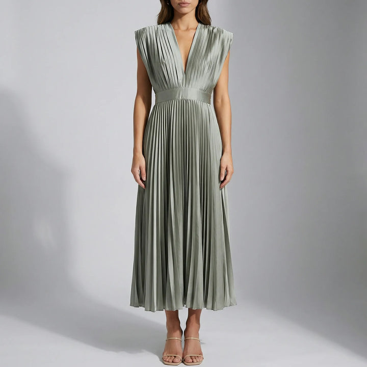 Velmira - Sleeveless Deep V-Neck Midi Dress