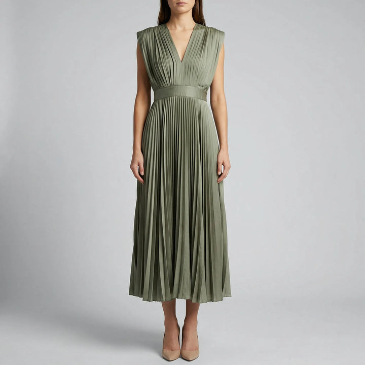 Velmira - Sleeveless Deep V-Neck Midi Dress