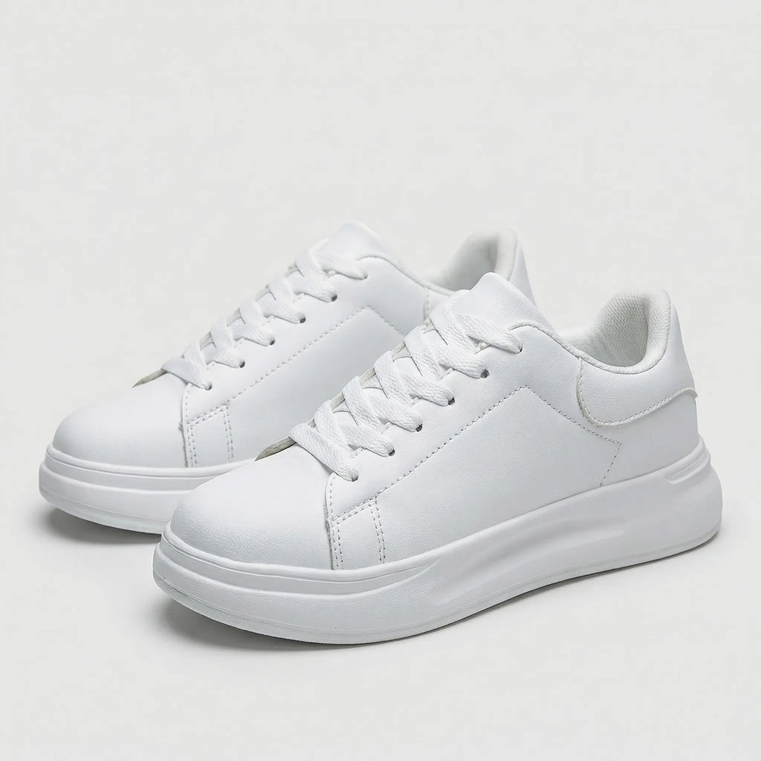 Velnora - Minimalist White Lace-Up Sneaker