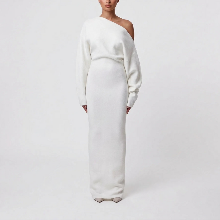 Veloura - Off-Shoulder Long Knit Dress