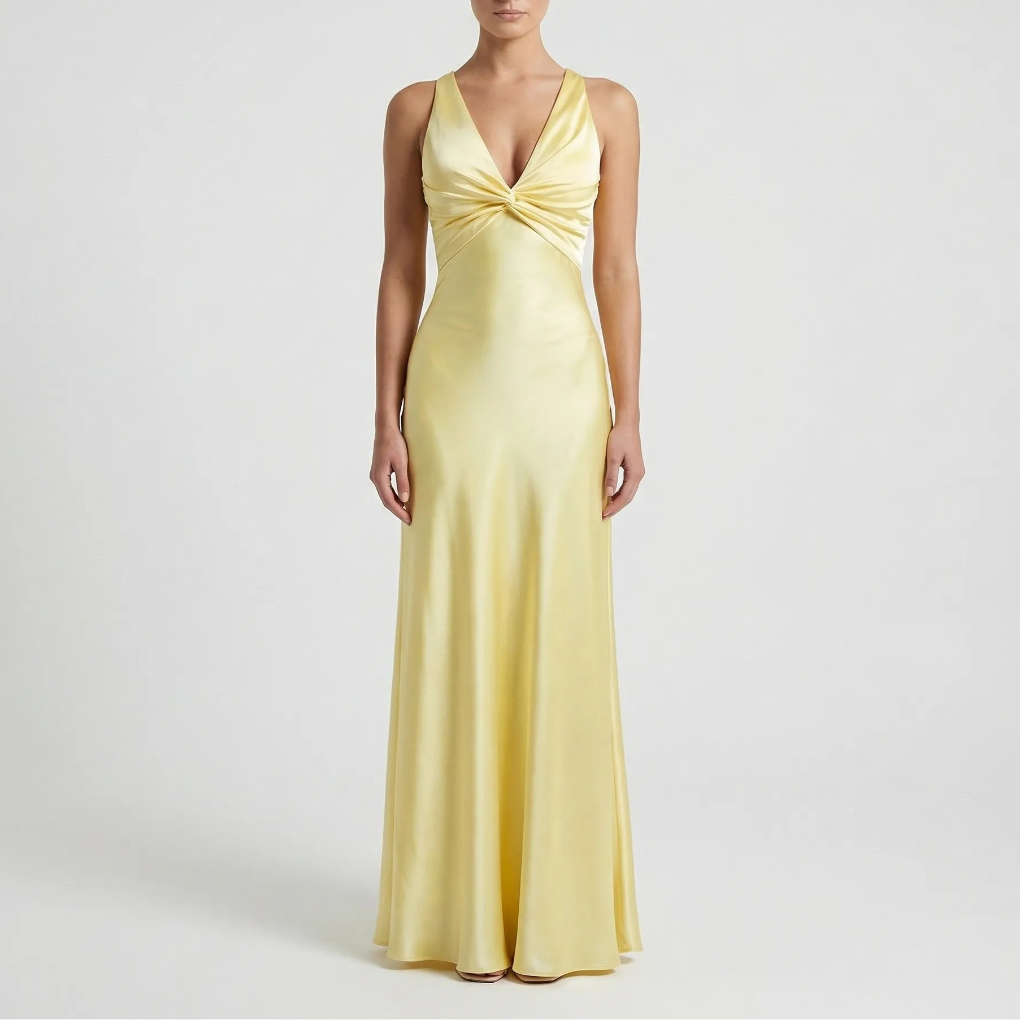 Velourne - Sleeveless Satin Maxi Evening Gown