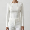 Fitted Ribbed Long-Sleeve Crop Top