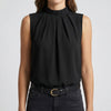 Mock Neck Blouse With Mesh Sleeve Panels