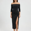 Off-Shoulder Bodycon Midi Dress