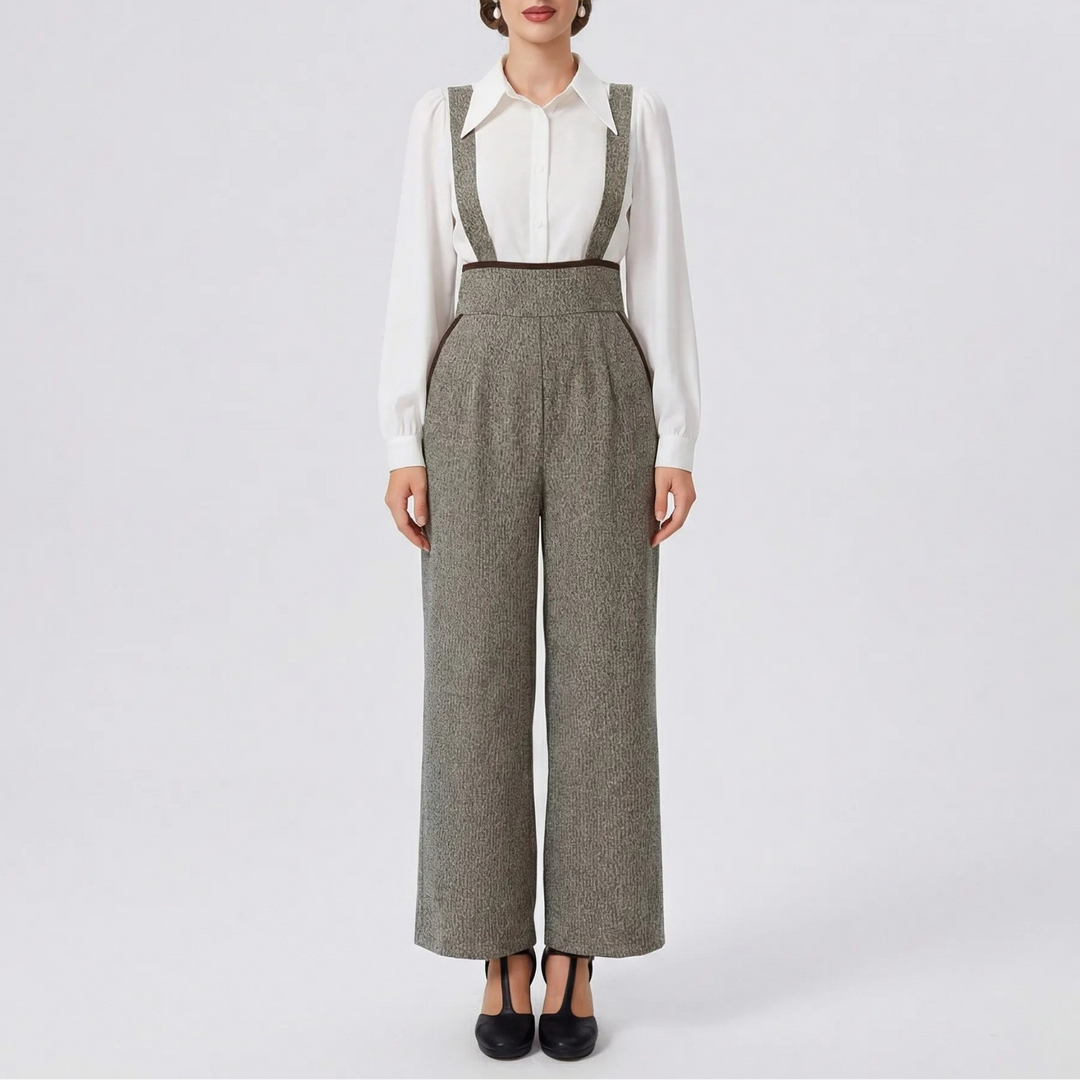 Vintrava - Wide-Leg Vintage Suspender Jumpsuit
