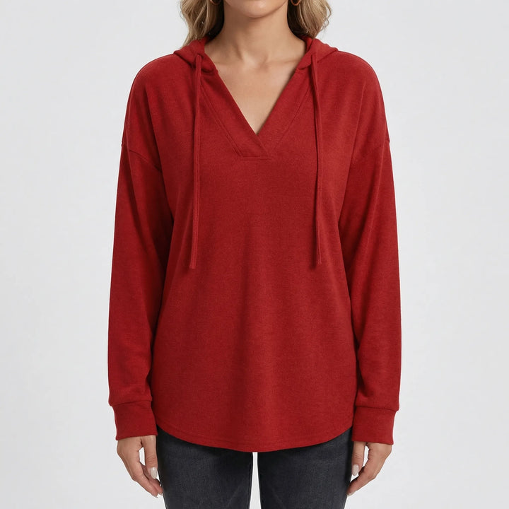 Vreluxe - Oversized V-Neck Hoodie Sweater