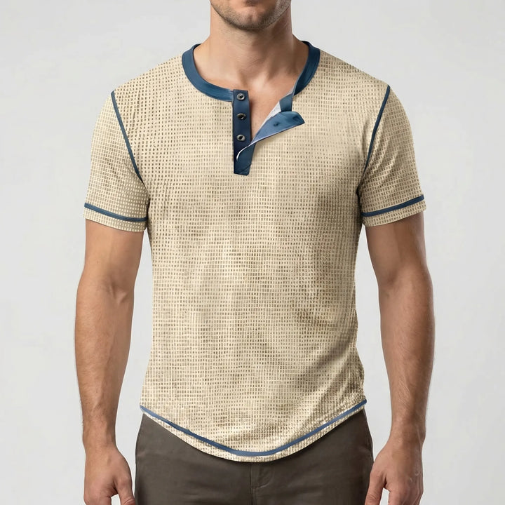 Wafflox - Colorblock Waffle Knit Short Sleeve Shirt