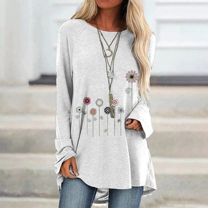 Sweatshirt with 3D Floral Embroidery Soft Texture for Women