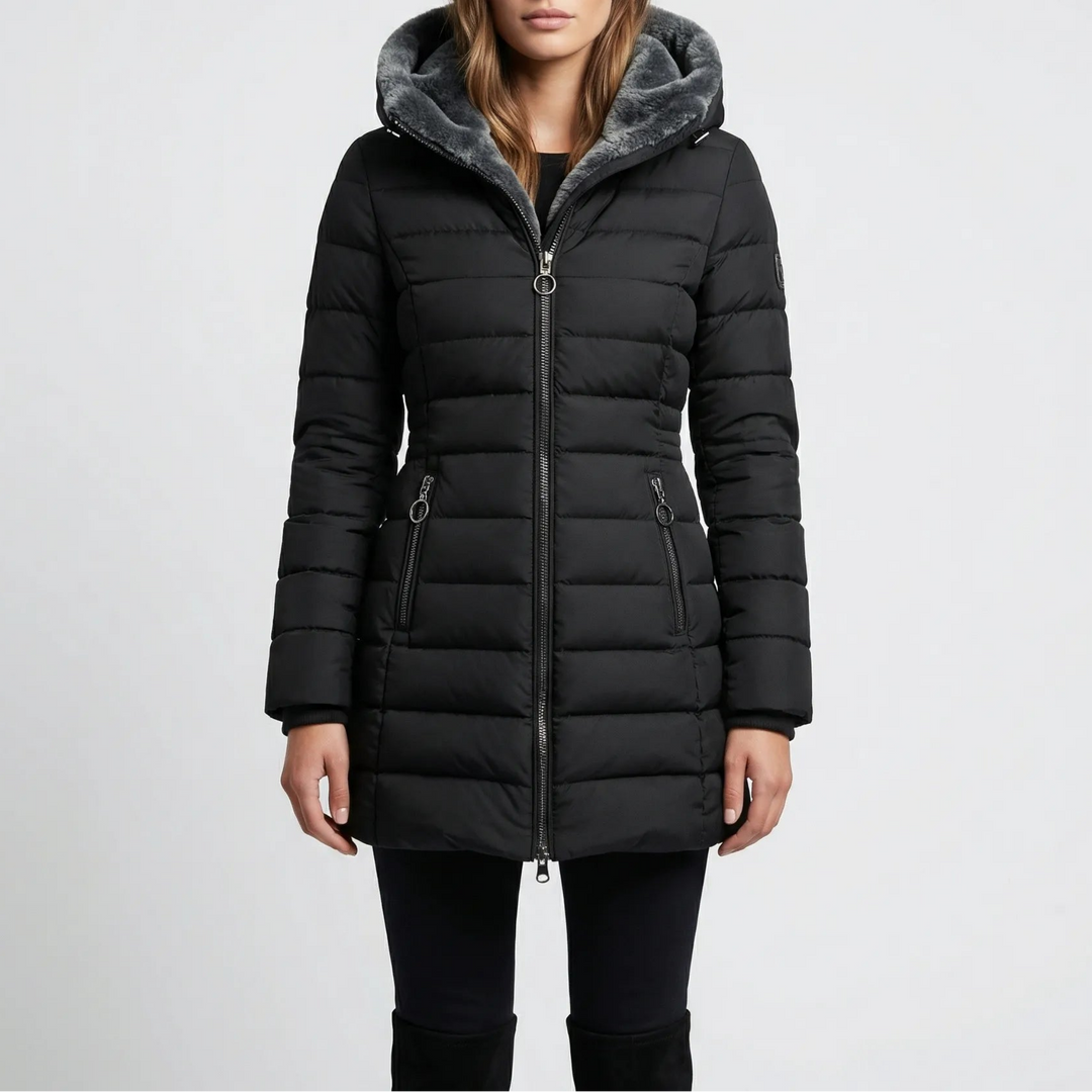 Wyntova - Quilted Hooded Mid-Length Winter Jacket