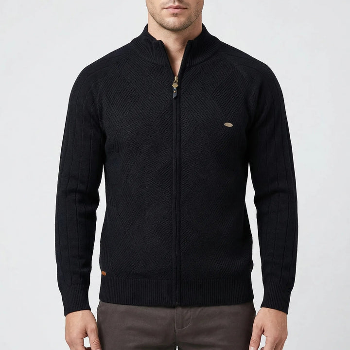 Zenvaro - Full-Zip Stand Collar Cardigan