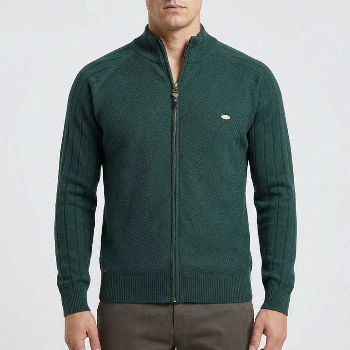 Zenvaro - Full-Zip Stand Collar Cardigan