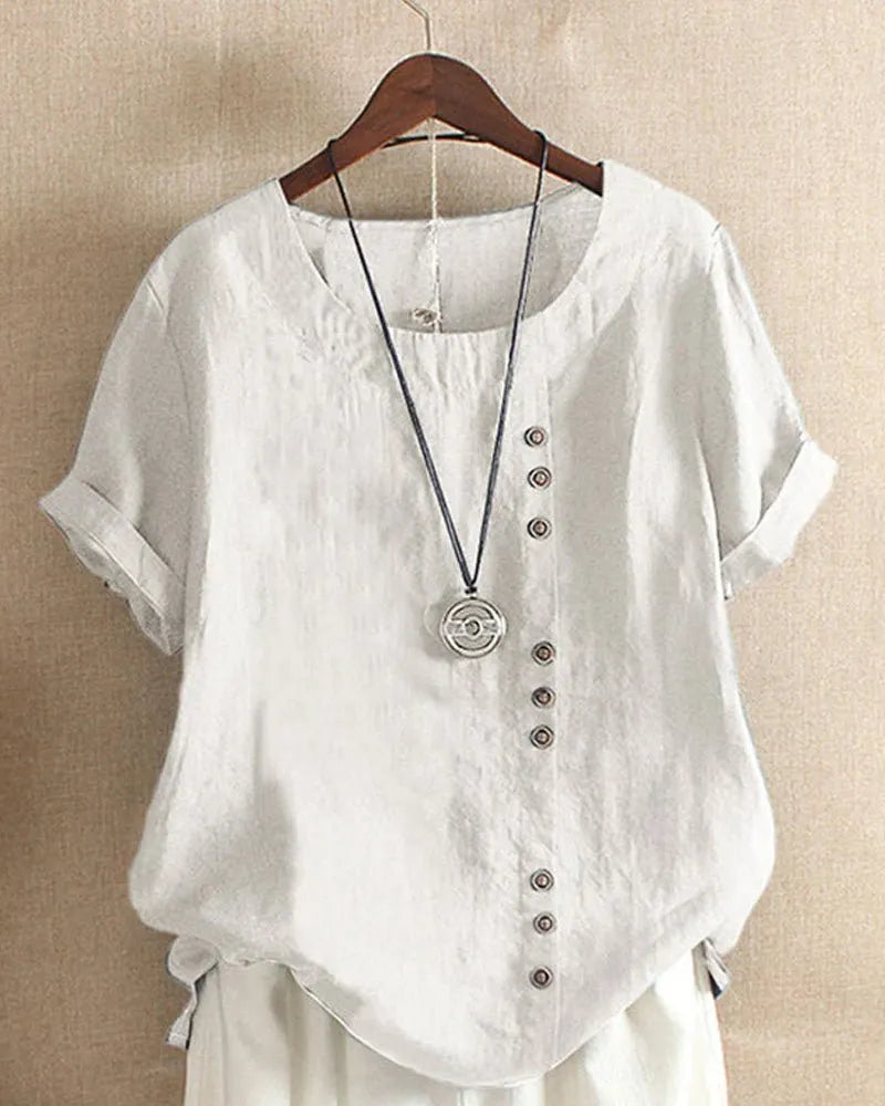 Abigail Women's Linen Button-Down Tunic Top