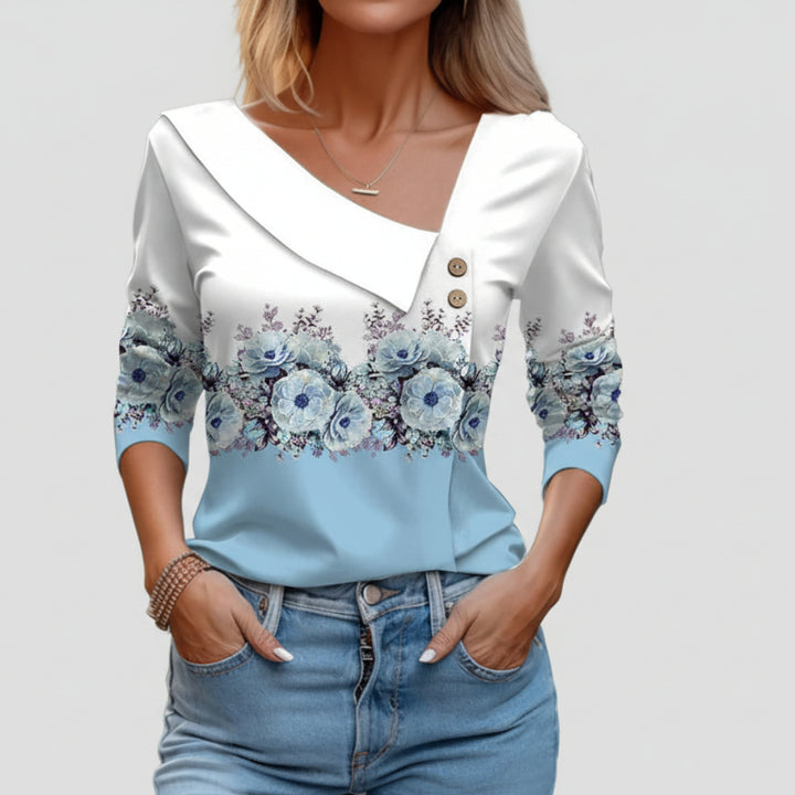 Stylish Long-Sleeve Floral Print Blouse