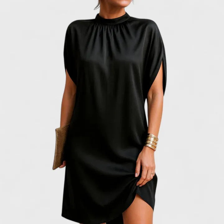 Aiyana Women's Mock Neck Short Sleeve Shift Dress