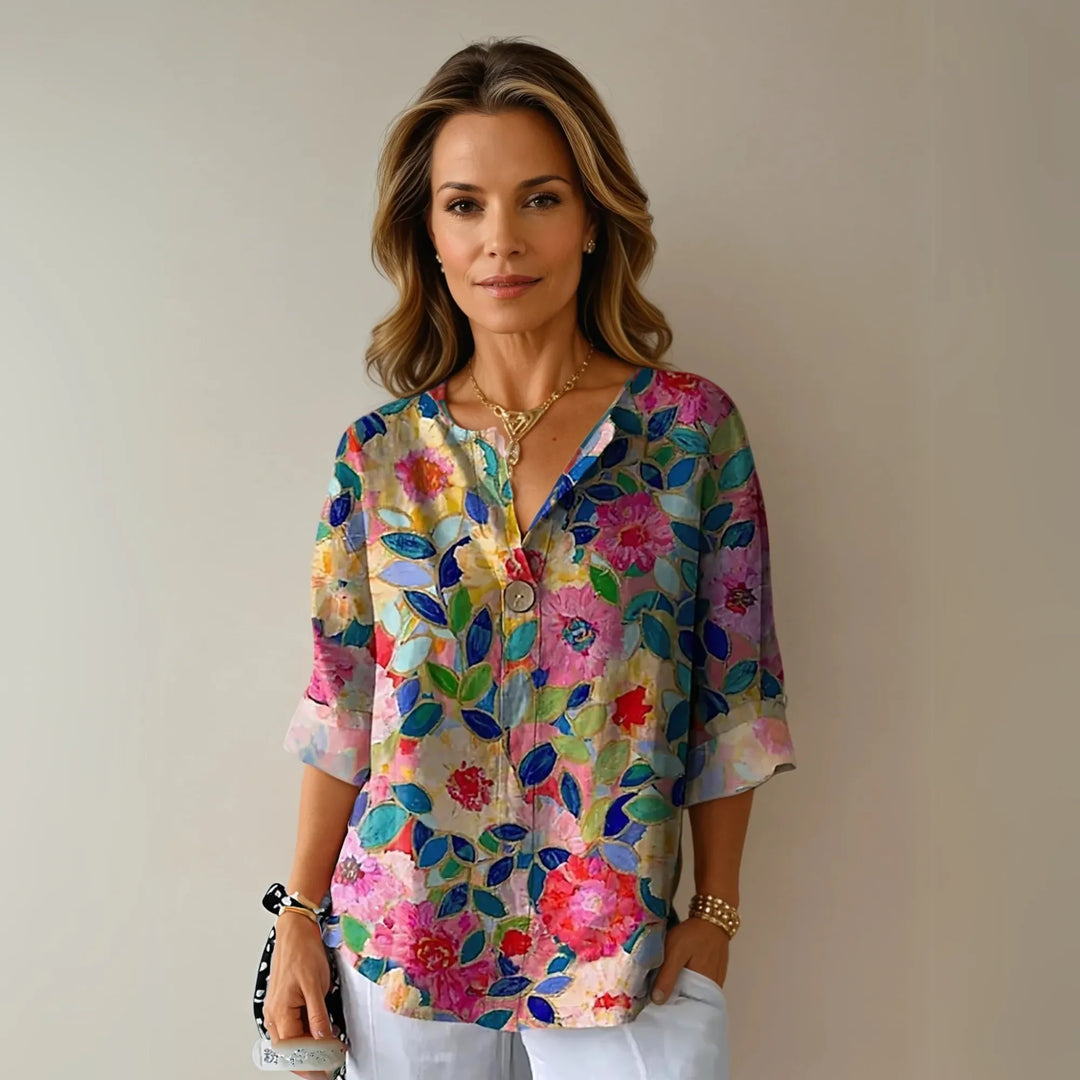 Anastasia Women's Floral V-Neck Blouse