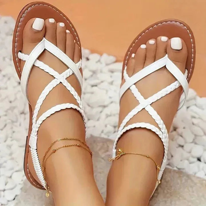 Aniela Women's Open Toe Strappy Flat Sandals