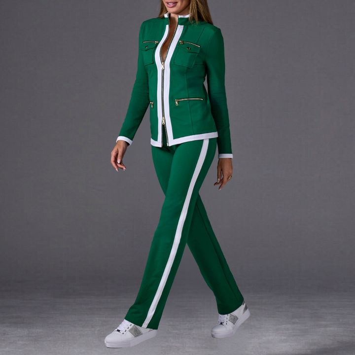 Zip-Front Jacket And Pants Set